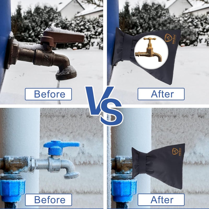 Hedoc Pro Outdoor Faucet Covers for Winter Freeze Protection, 4 Pack 6'' W x 8.2'' H Winter Faucet Insulation Cover Socks, Hose Bib Covers for Winter (Faucet Cover 4 Pack) - Image 2